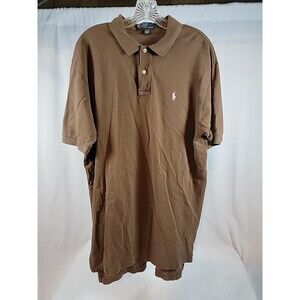 Polo By Ralph Lauren Men's Polo Shirt Brown L Short Sleeve Pink Logo Cotton!
